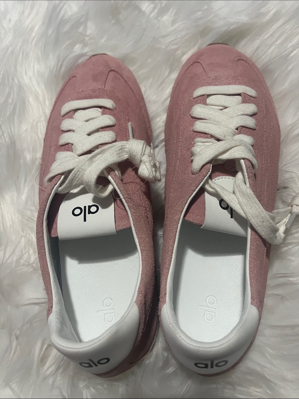 ALO Yoga Women's Dusty Pink Suede Lace-Up Sneakers
